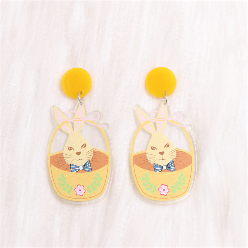 Wholesale Easter Egg Bunny Acrylic Print Earrings