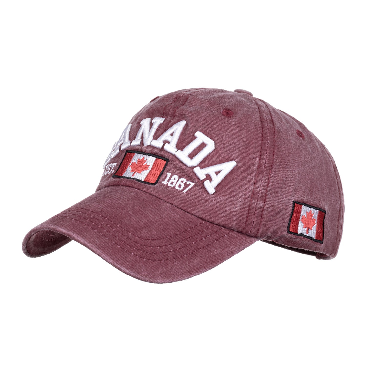 Wholesale CANADA Letter Washed Cotton Distressed Baseball Cap