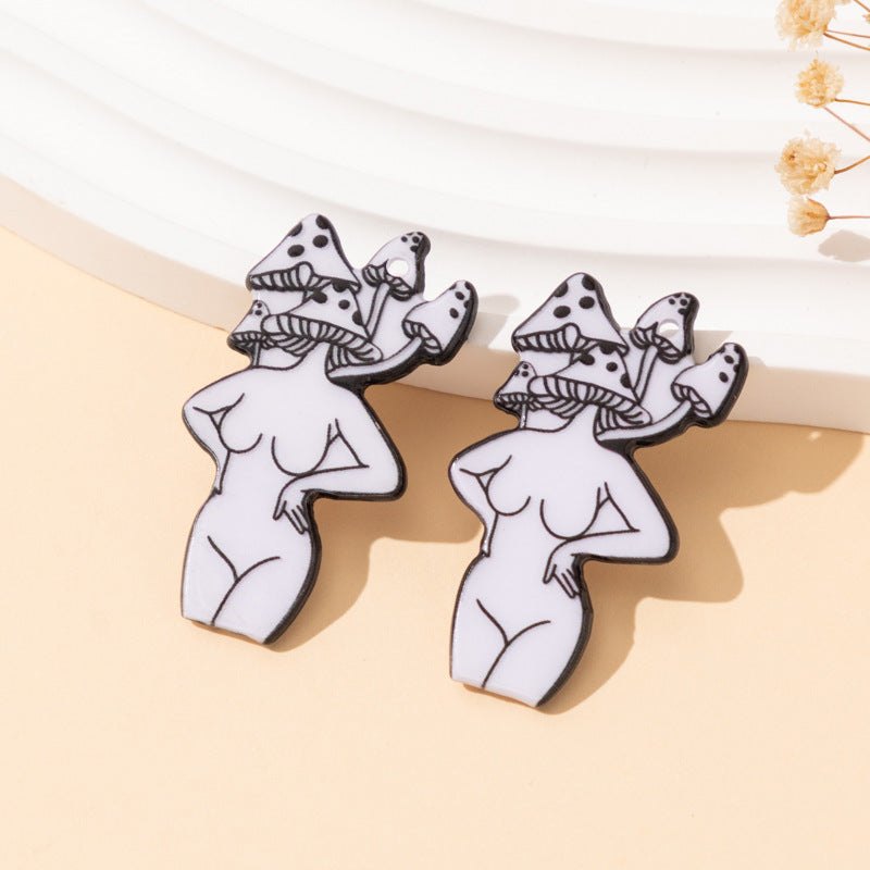 Wholesale 10pcs Acrylic Double-sided Printed Mushroom Girl DIY Materials