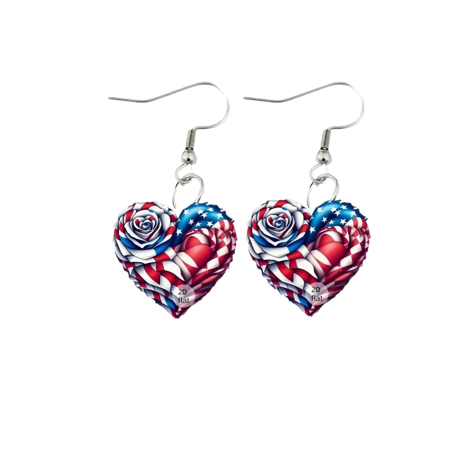 Wholesale 10pcs Acrylic earrings Independence Day heart-shaped rose earrings