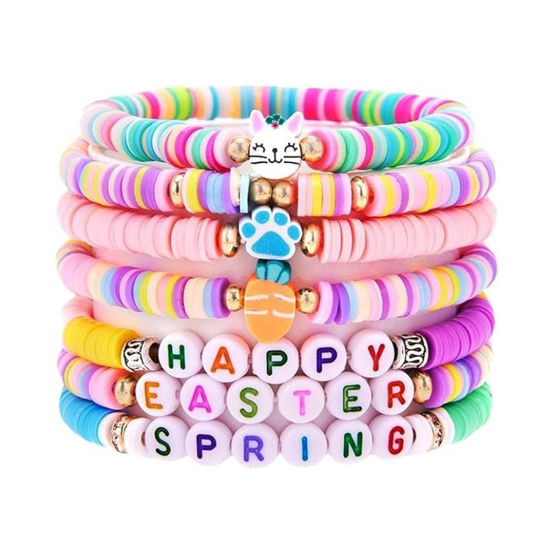 Wholesale Sparkling Crystal Easter Gold Bead Pink Rabbit Bracelet