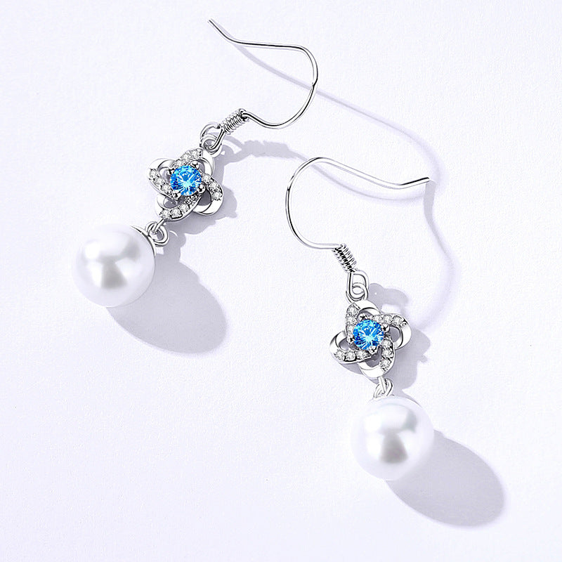 Wholesale S999 sterling silver four-leaf clover earrings