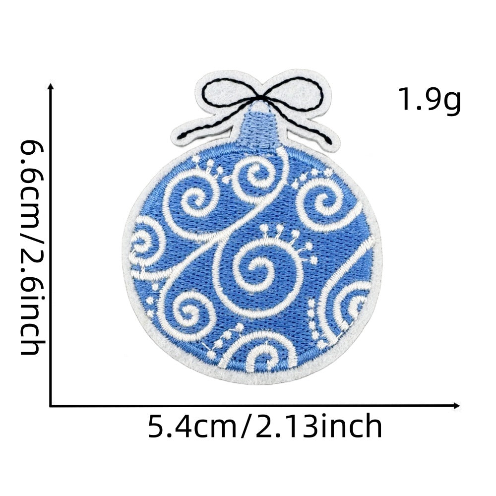 Wholesale Chic Blue Doodle Christmas Embroidery Patches Clothing Applique Stickers DIY Fashion Accessory Gift