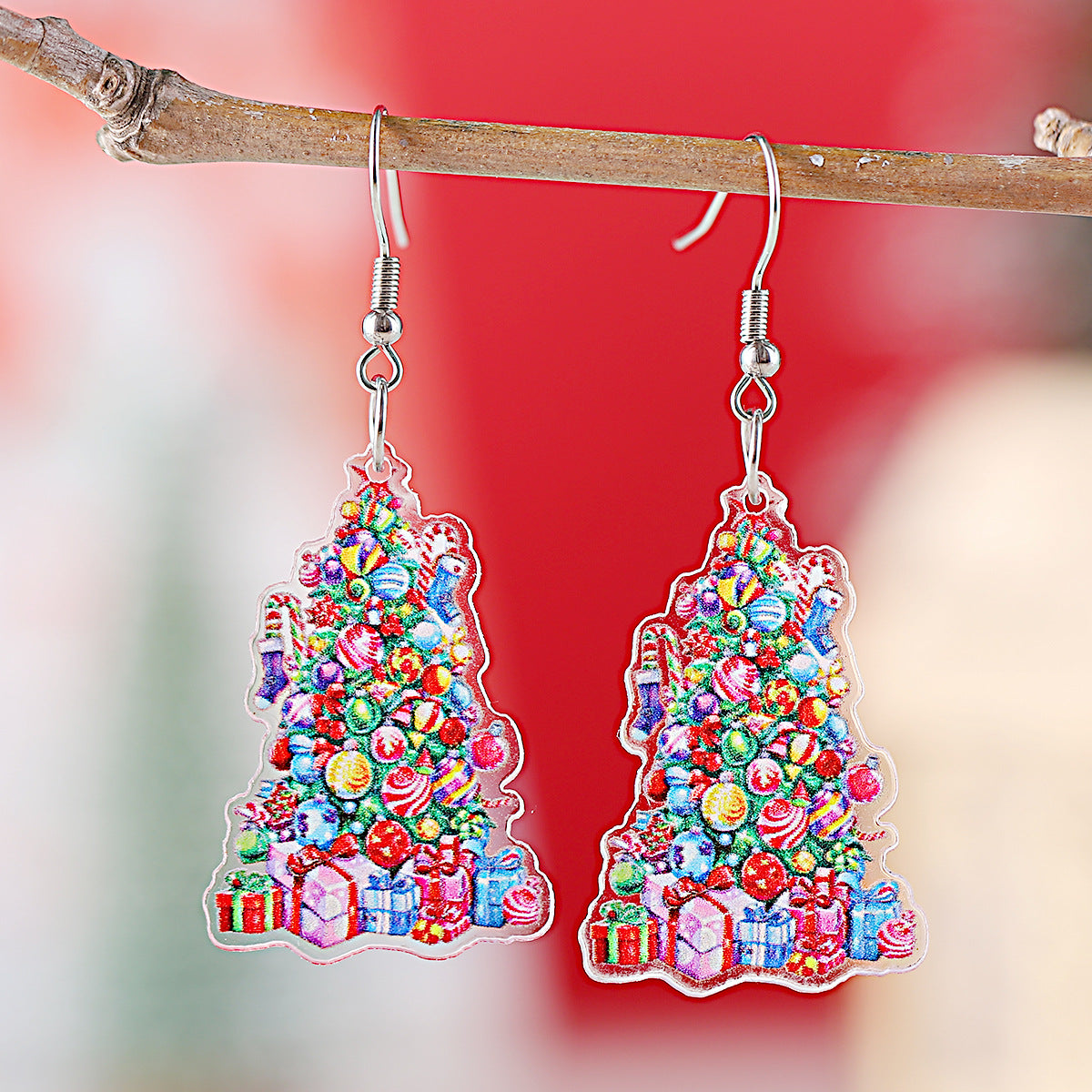 Wholesale Candy Lantern Christmas Tree Pendant Earrings Acrylic Earrings