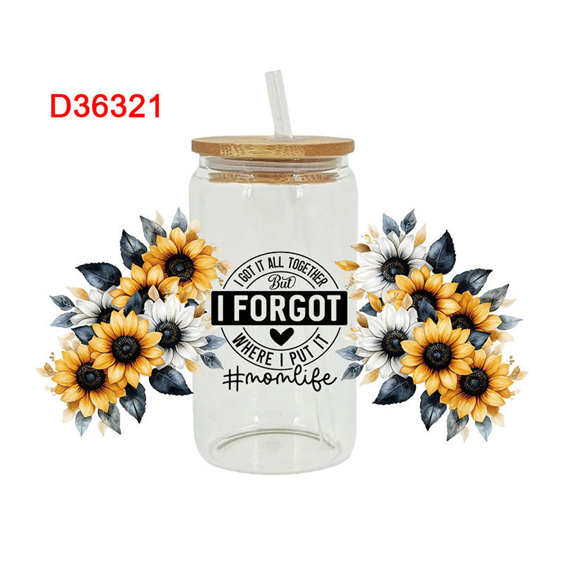 Wholesale UV transfer sticker for glass cups crystal label crystal sticker 16OZ UV DTF WRAPS