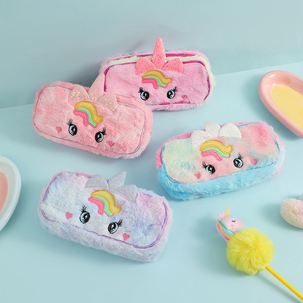 Wholesale Cartoon Unicorn Pencil Case Children' s Plush Pencil Case