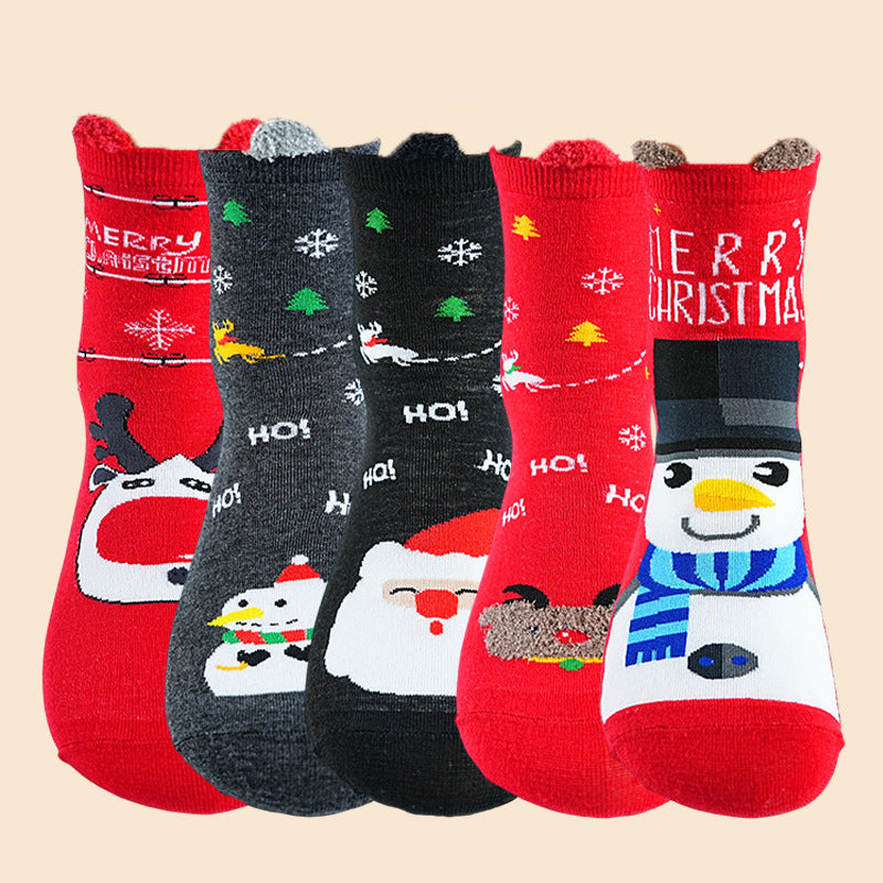 Wholesale 5pcs Cartoon Christmas Stockings Funny Halloween Stereoscopic Ear Socks