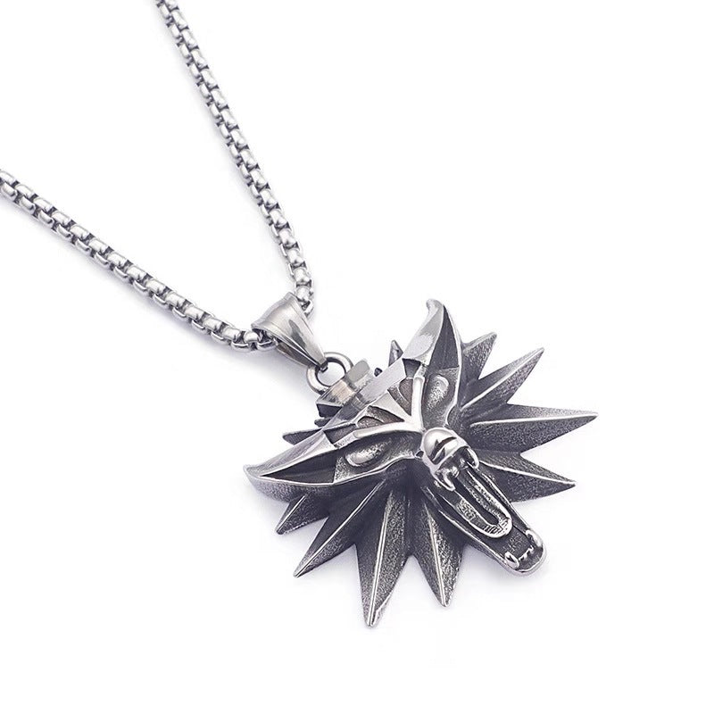 Wholesale Stainless Steel Wolf Head Men's Necklace