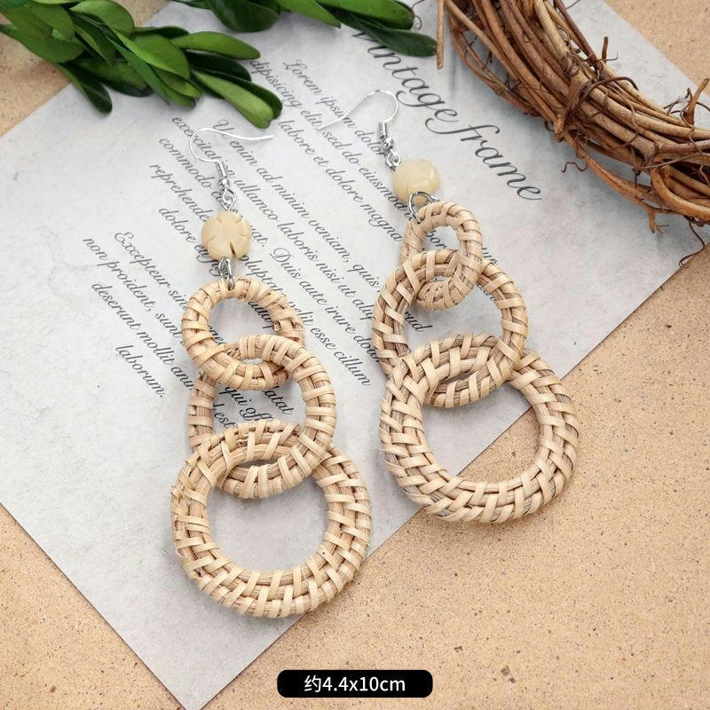 Wholesale Bohemian Leisure Holiday Rattan Earrings