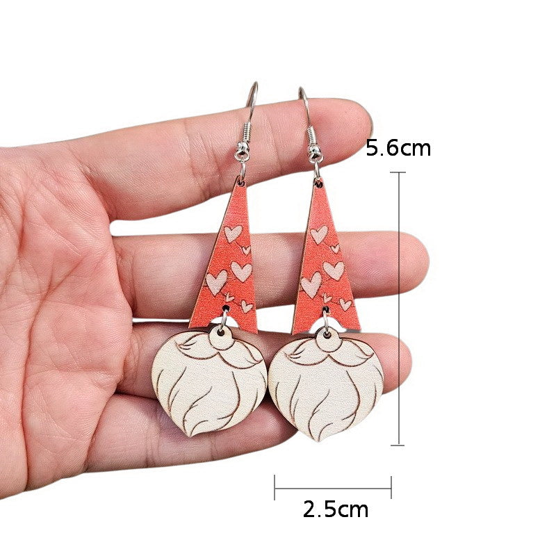 Wholesale Christmas Wooden Bird Santa Claus Tree Flowers Candle Snowman Earrings