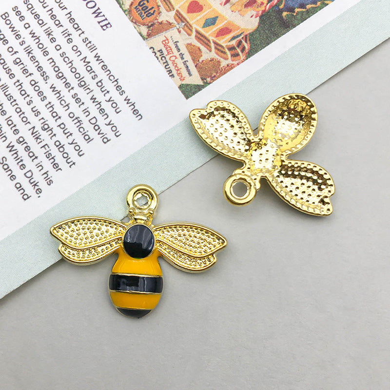 Wholesale 1 Drop Oil Alloy Yellow Simulation Cute Cartoon Bee Hive Pendant DIY Pendant