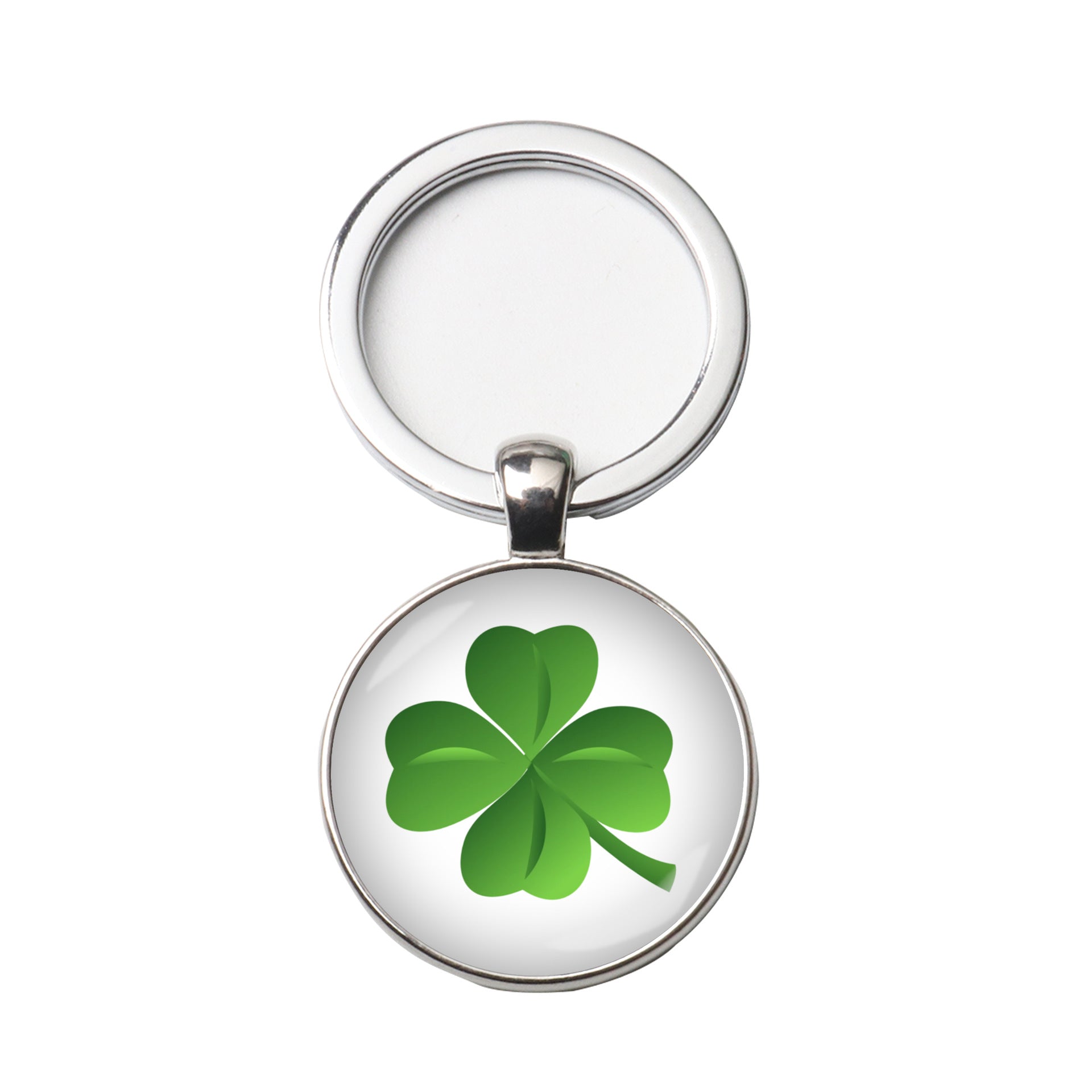 Wholesale Four Leaf Clover Time Gemstone Stainless Steel Keychain