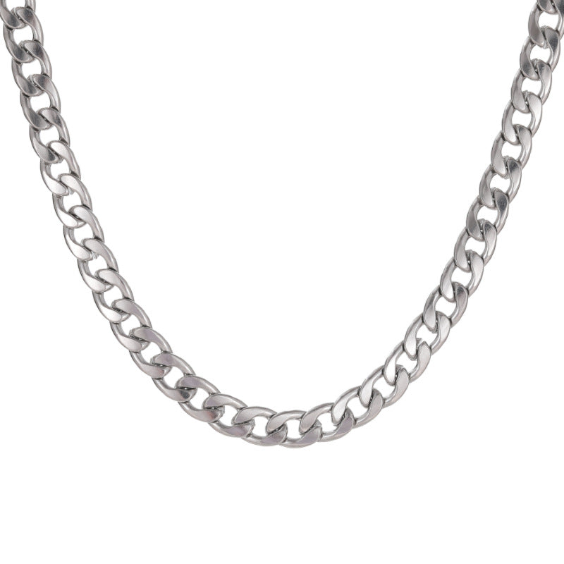 Wholesale versatile necklaces, American men's collarbone chains, titanium steel Cuban chains
