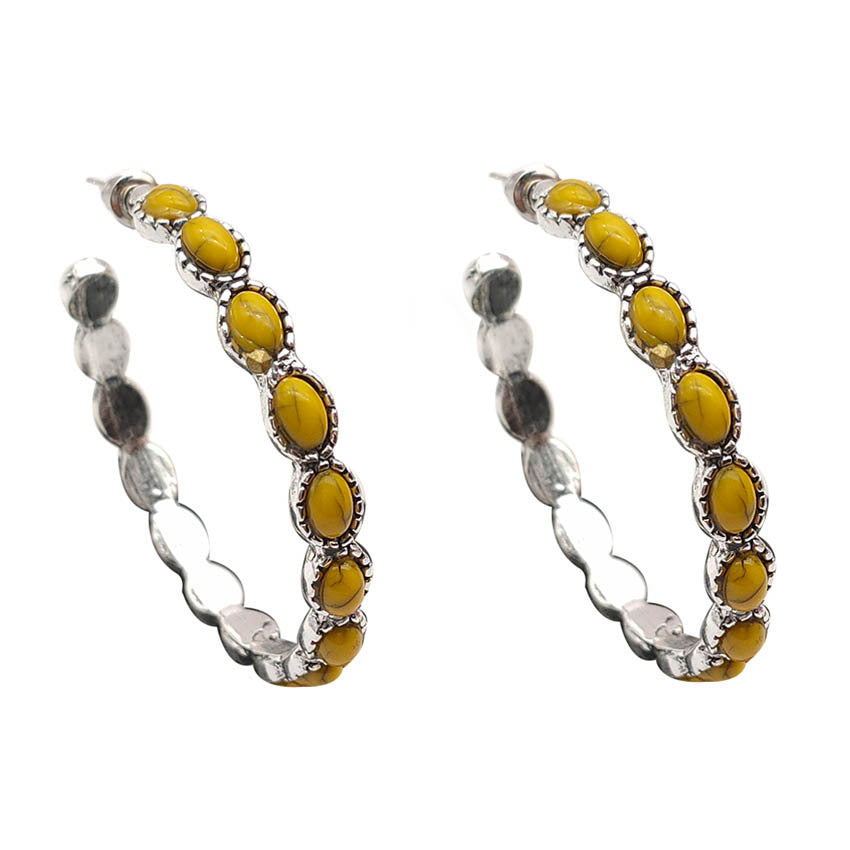 Pendientes de círculo grande de metal turquesa de forma turquesa al por mayor