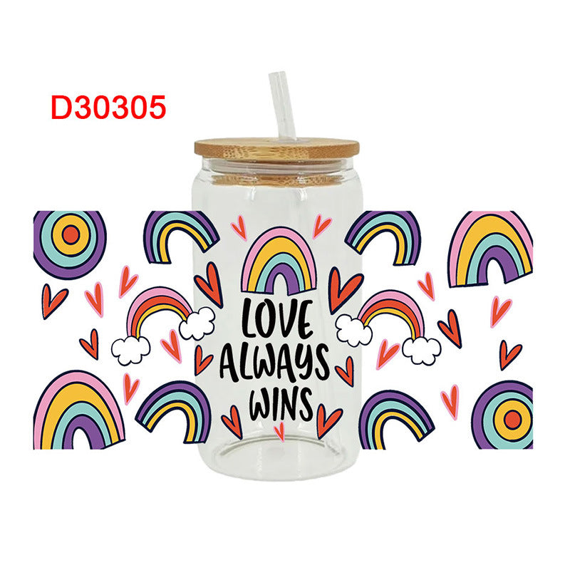 Wholesale Rainbow Cloud Cartoon for Teacher's Day 16oz Cup UV DTF Wraps