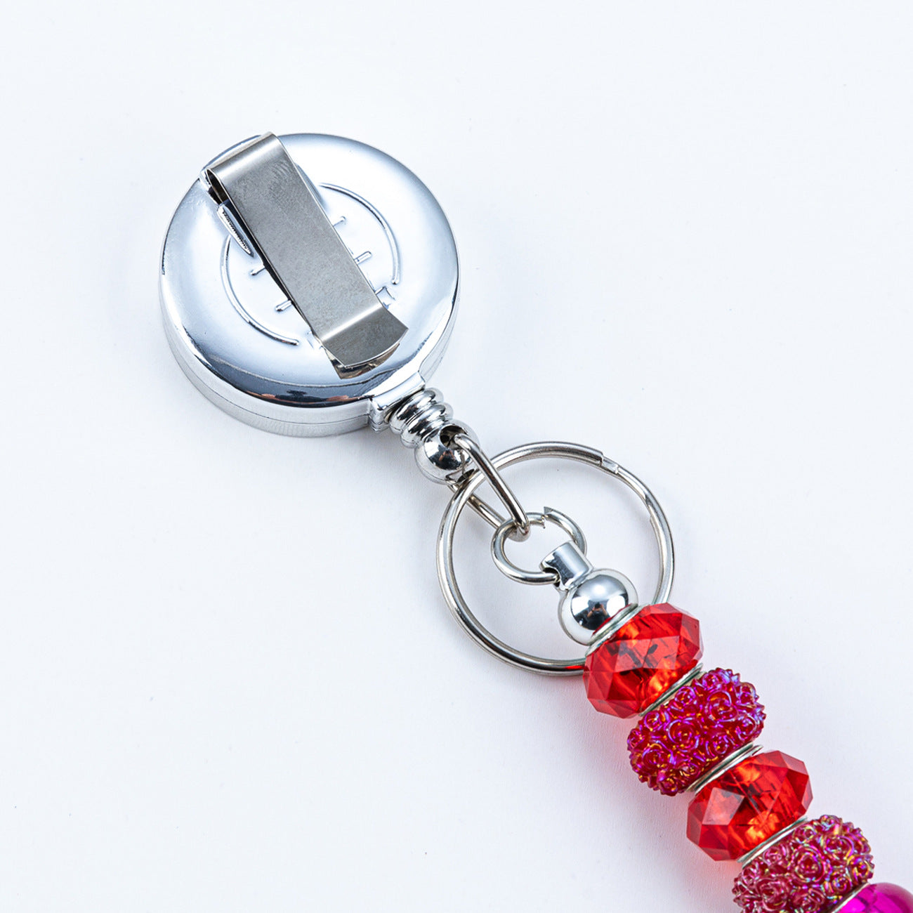 Wholesale Beadable DIY retractable card holder with beaded metal smooth Badge Reels