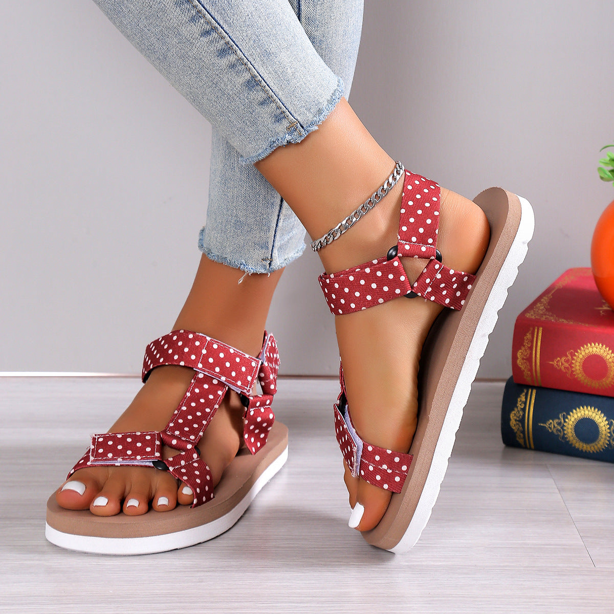 Wholesale Canvas New Thick Sole Velcro Stitching Sandals