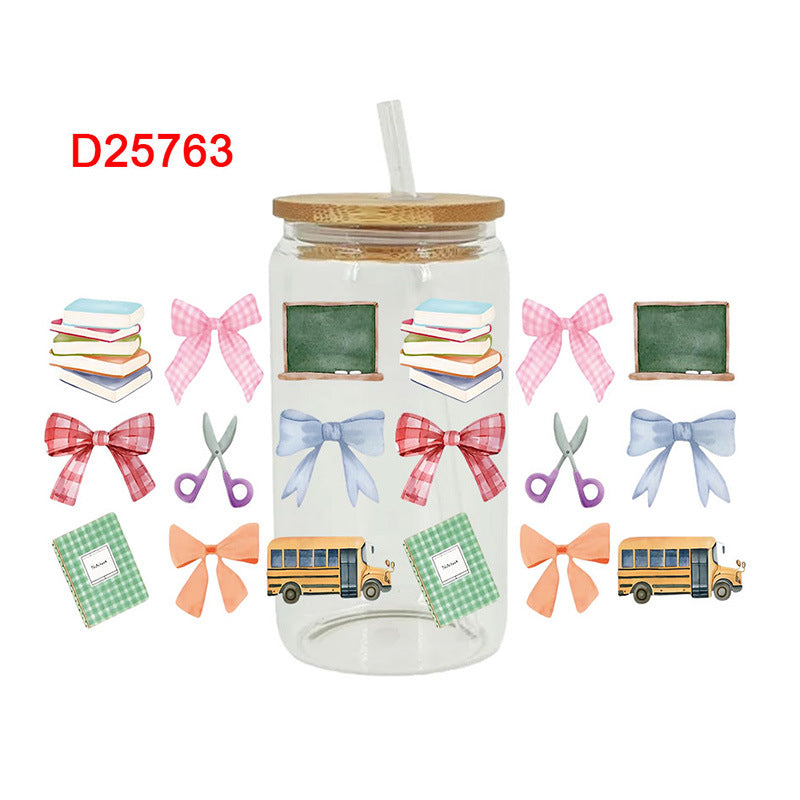 Wholesale Colorful Stationery Back to School Series 16oz Cup UV DTF Wraps