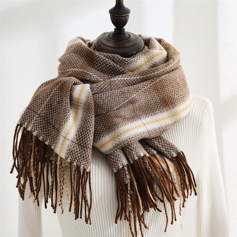 Wholesale Autumn and Winter Thickened Cashmere Plaid Scarves