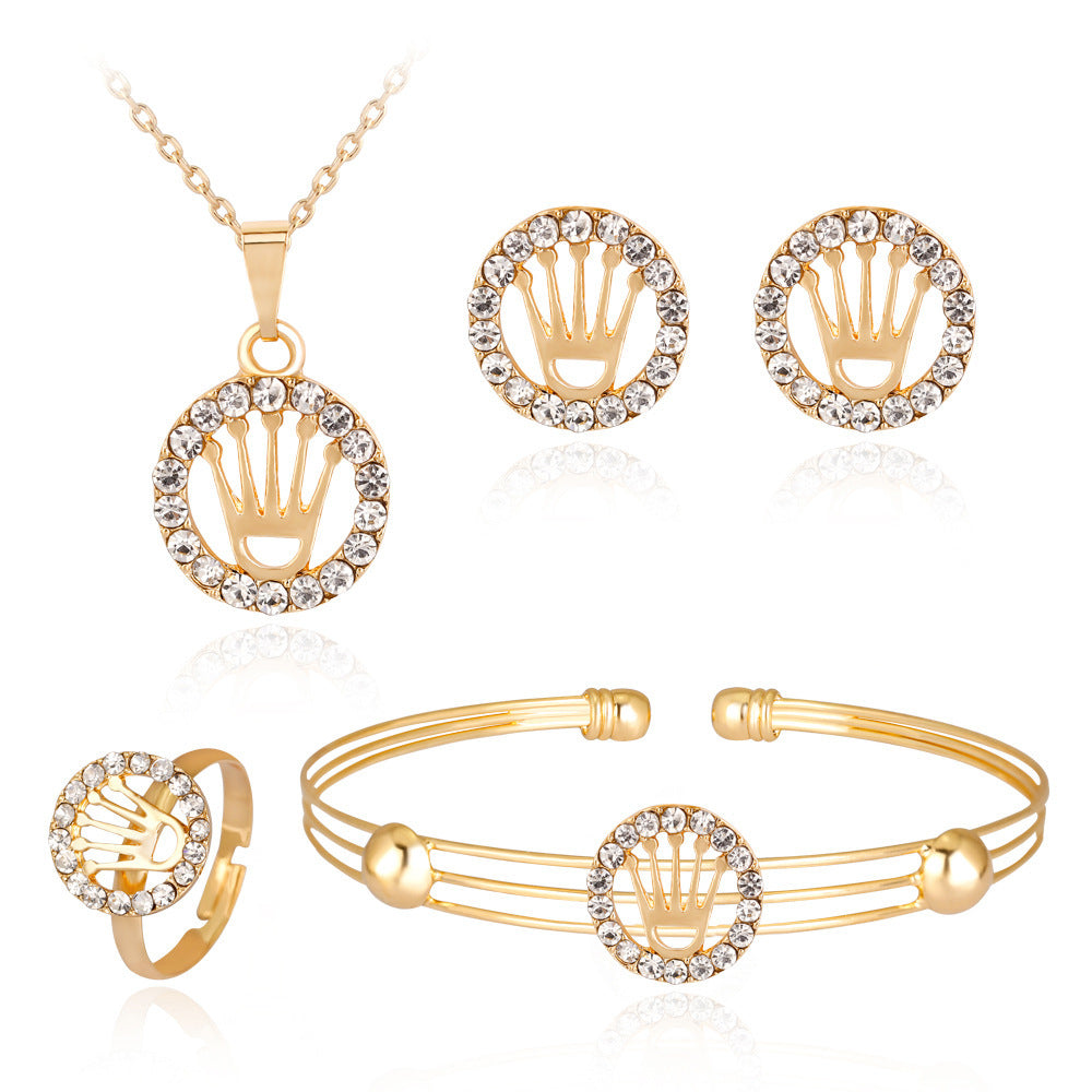 Wholesale Exquisite Crown Shaped Alloy Jewelry Set of Four Pieces