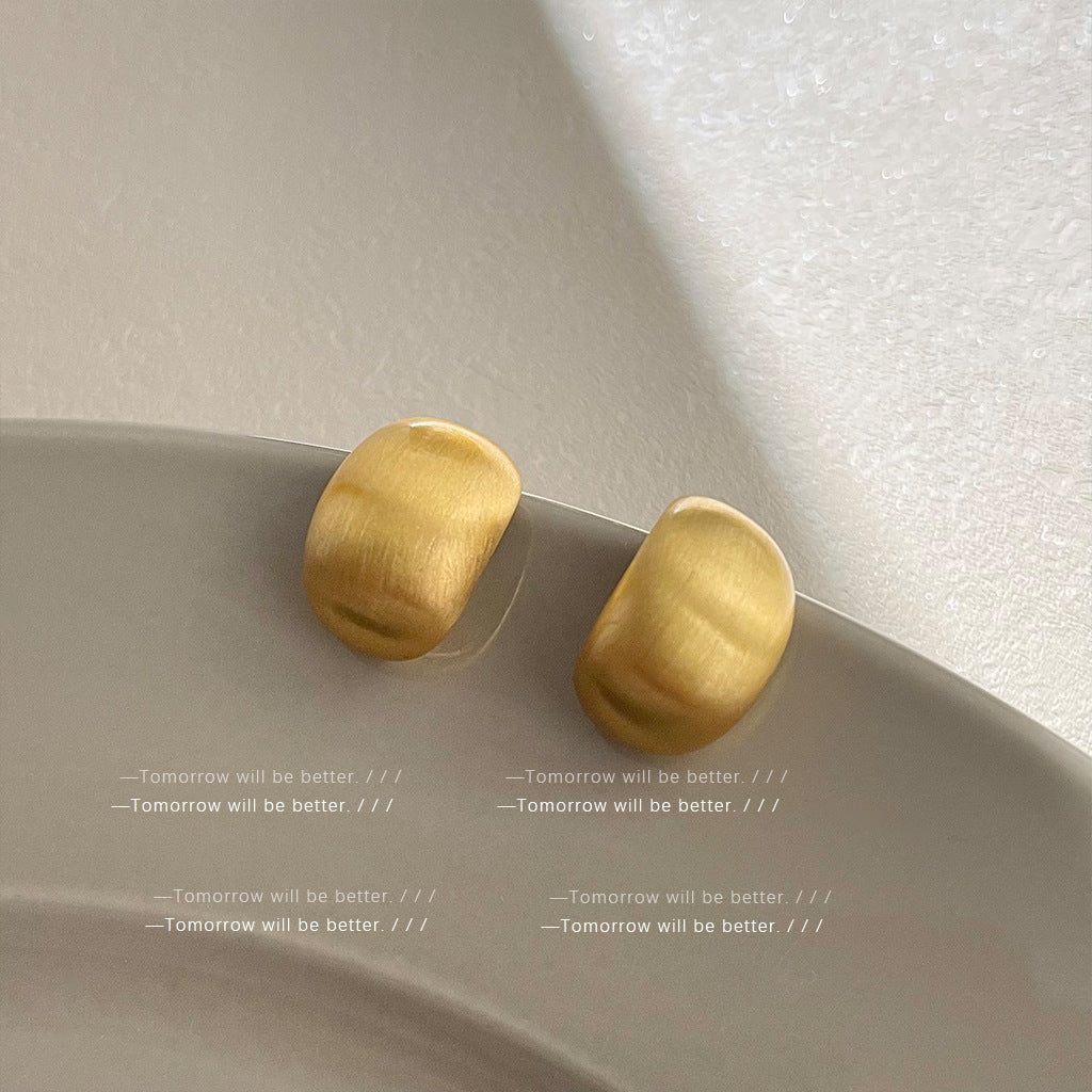 Wholesale Golden brushed frosted geometric earrings