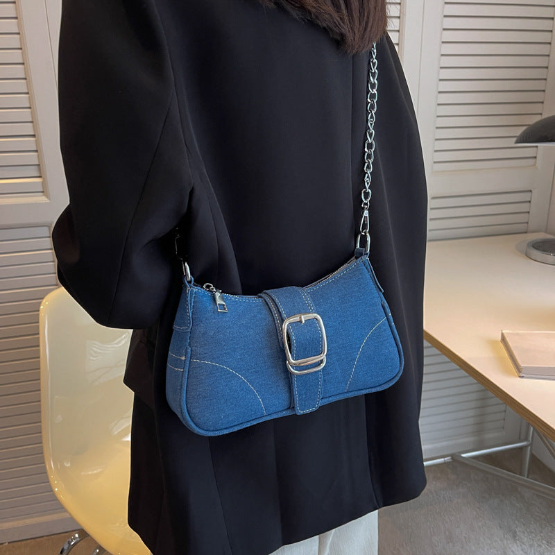 Wholesale Denim One Shoulder Underarm Square Bag