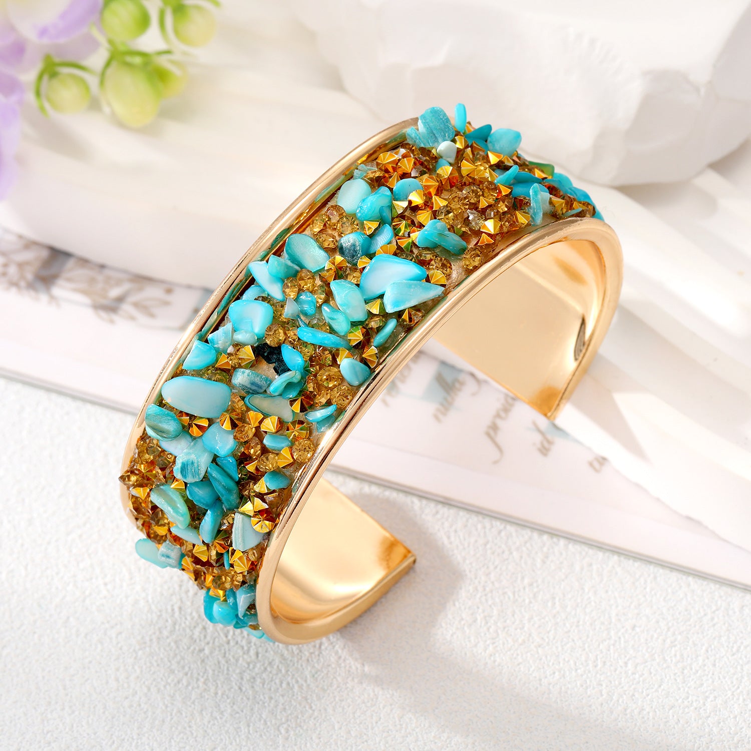 Wholesale Colored Gravel Inlaid Colored Diamond Fine Alloy Bracelet