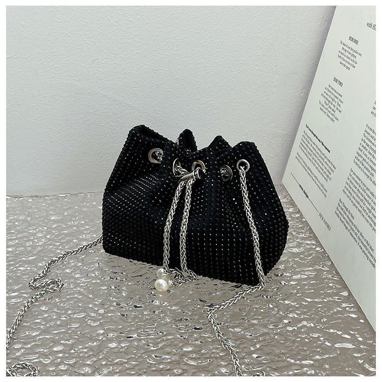 Wholesale Rhinestone Bag Chain Full Rhinestone Bucket Bag Shoulder Bag