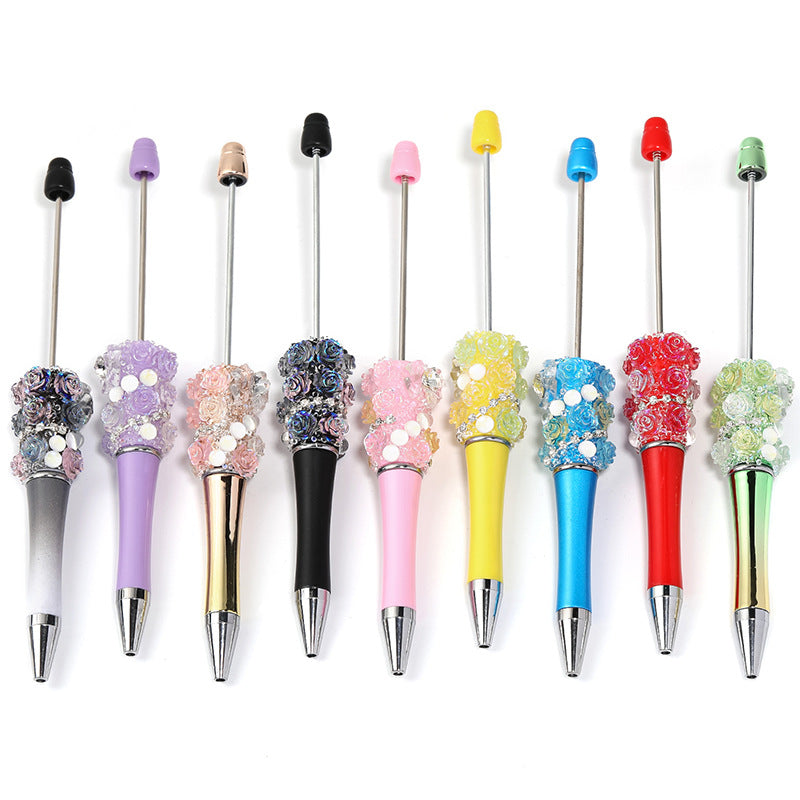 Wholesale 5pcs Heavy Industries DIY Mermaid Beads Rose Piercing Beads Love Bow Spinning Beads Ballpoint Pen