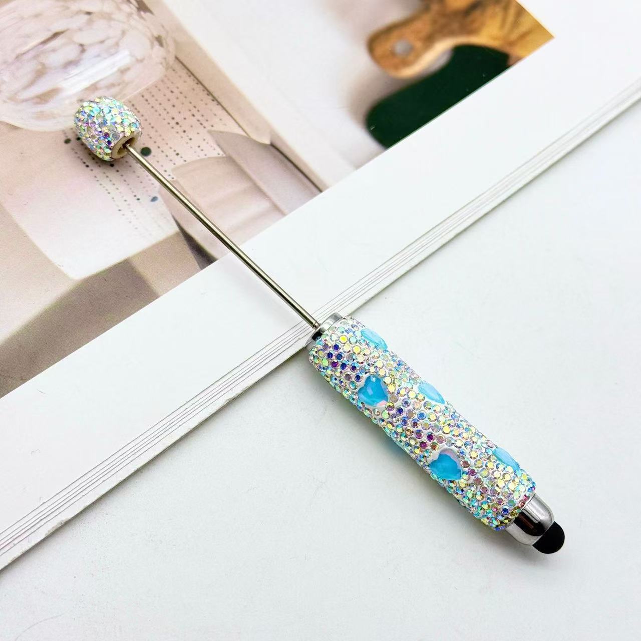 Wholesale 2pcs DIY Touchscreen Rhinestone Heart Beadable Pens