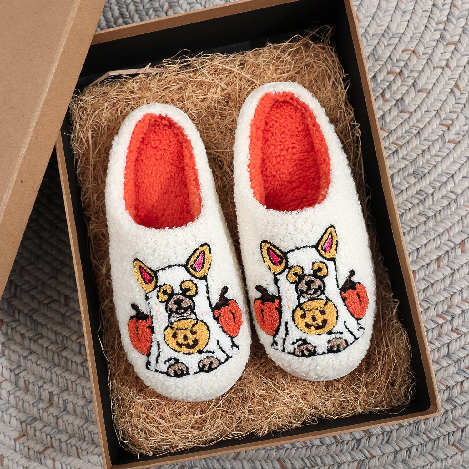 Wholesale Halloween Pumpkin Pet Dog Cotton Slippers Female Cartoon Warm Fur Slippers Male