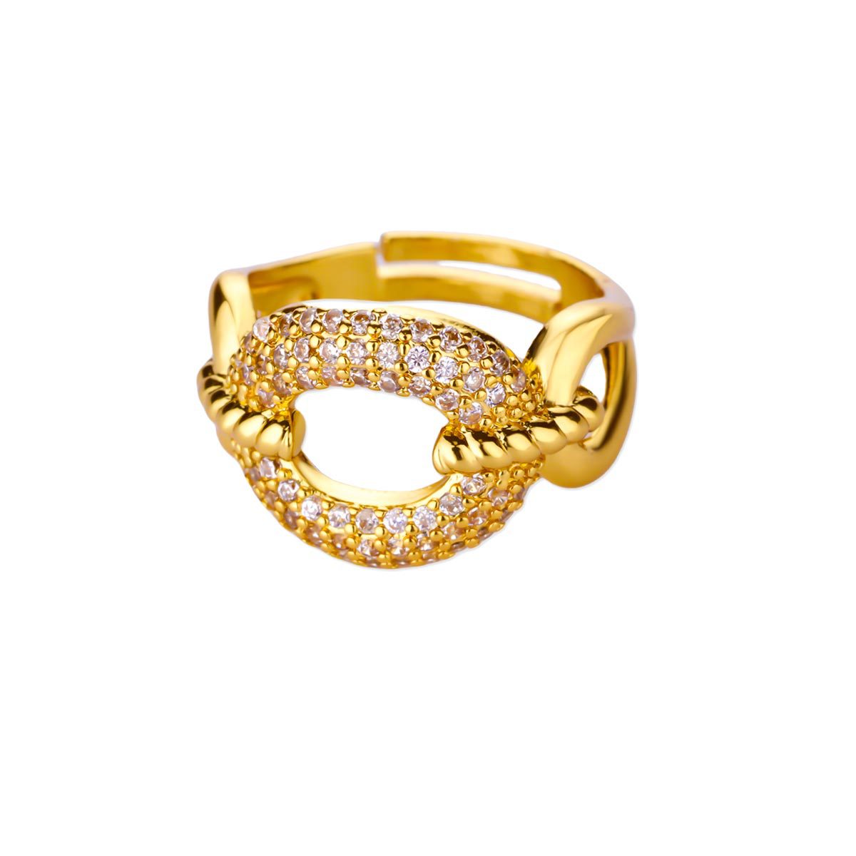 Wholesale Copper inlaid zircon full diamond open ring