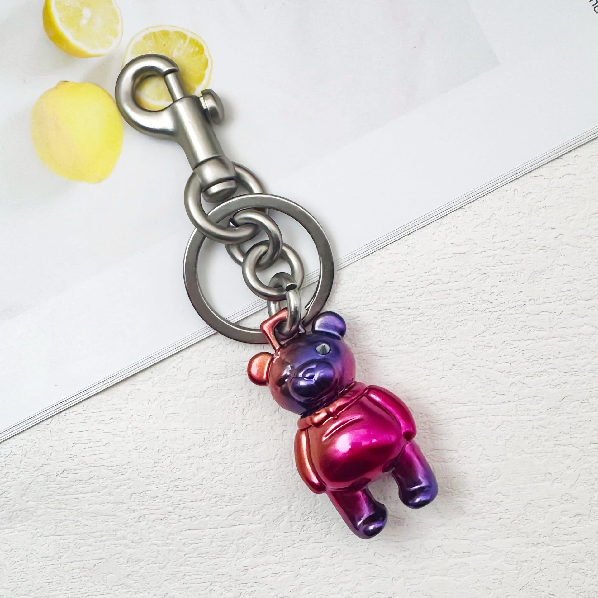 Wholesale Colorful Metal Gradient Bear Metal Keychain