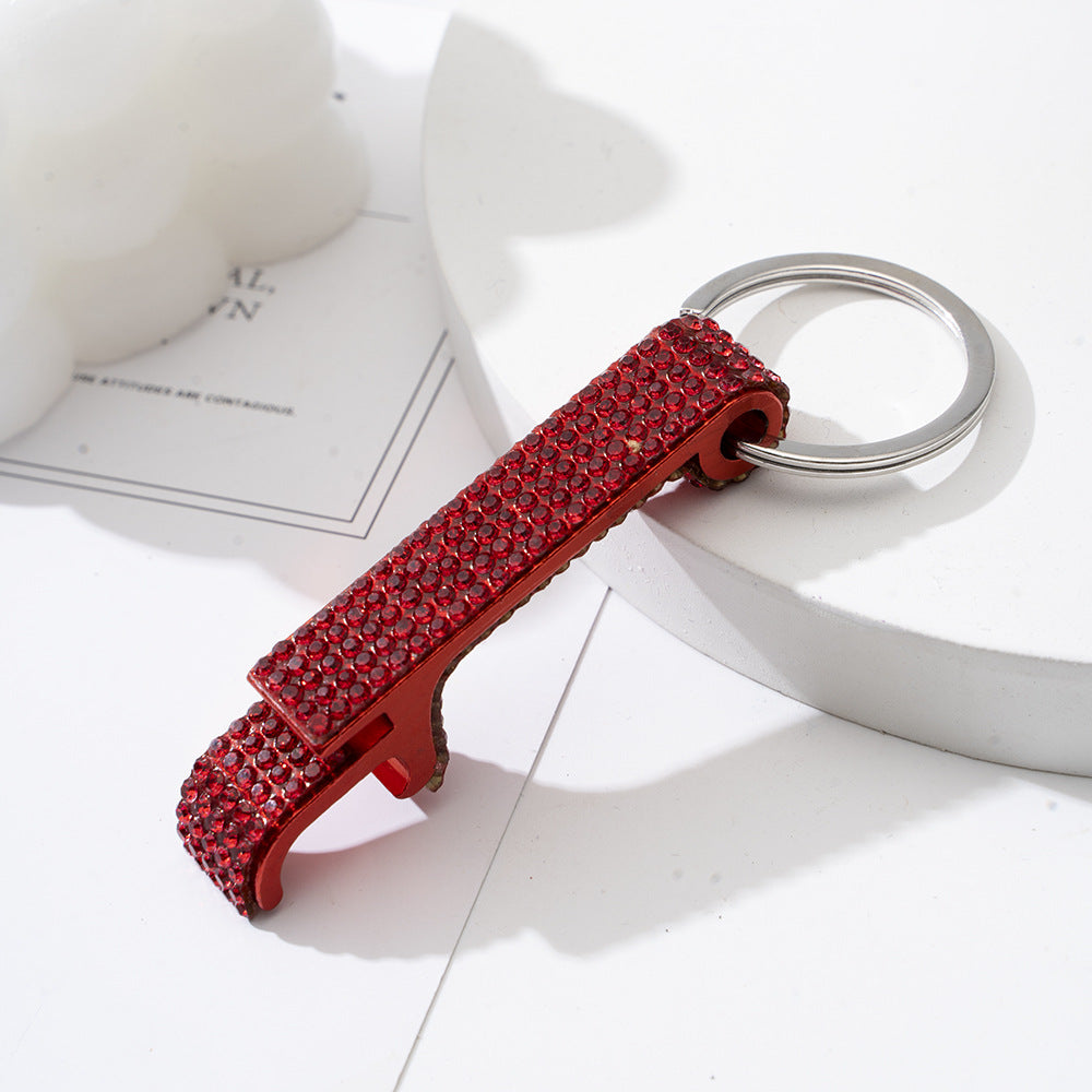 Wholesale Colorful Rhinestone Aluminum Alloy Beer Bottle Opener Keychain