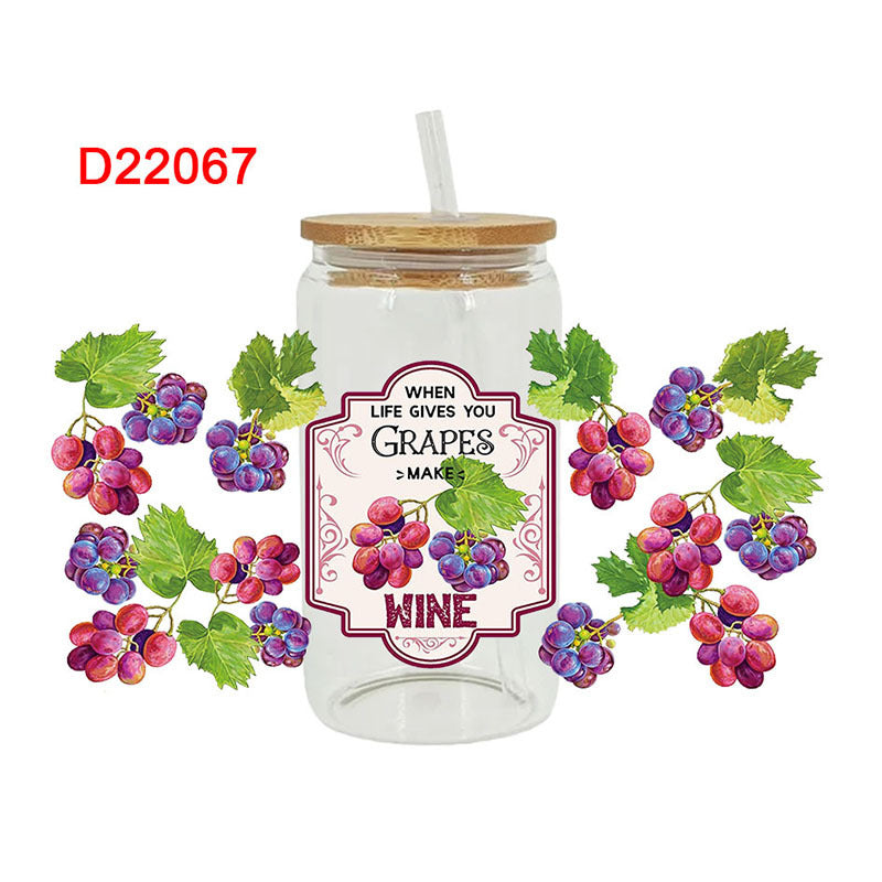 Wholesale Colorful and diverse fruits 16oz Cup UV DTF Wraps