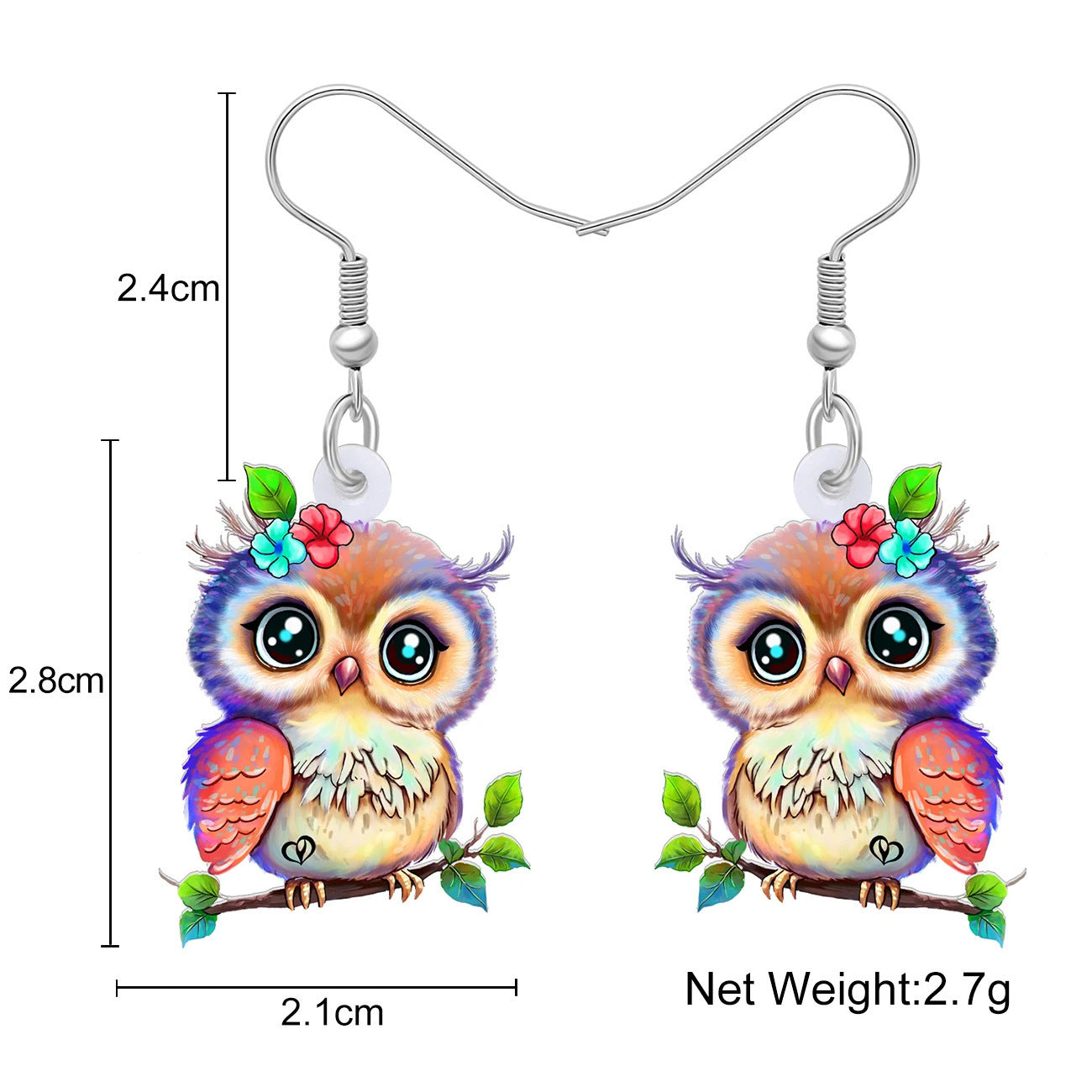 Wholesale Cute Owl Acrylic Earrings
