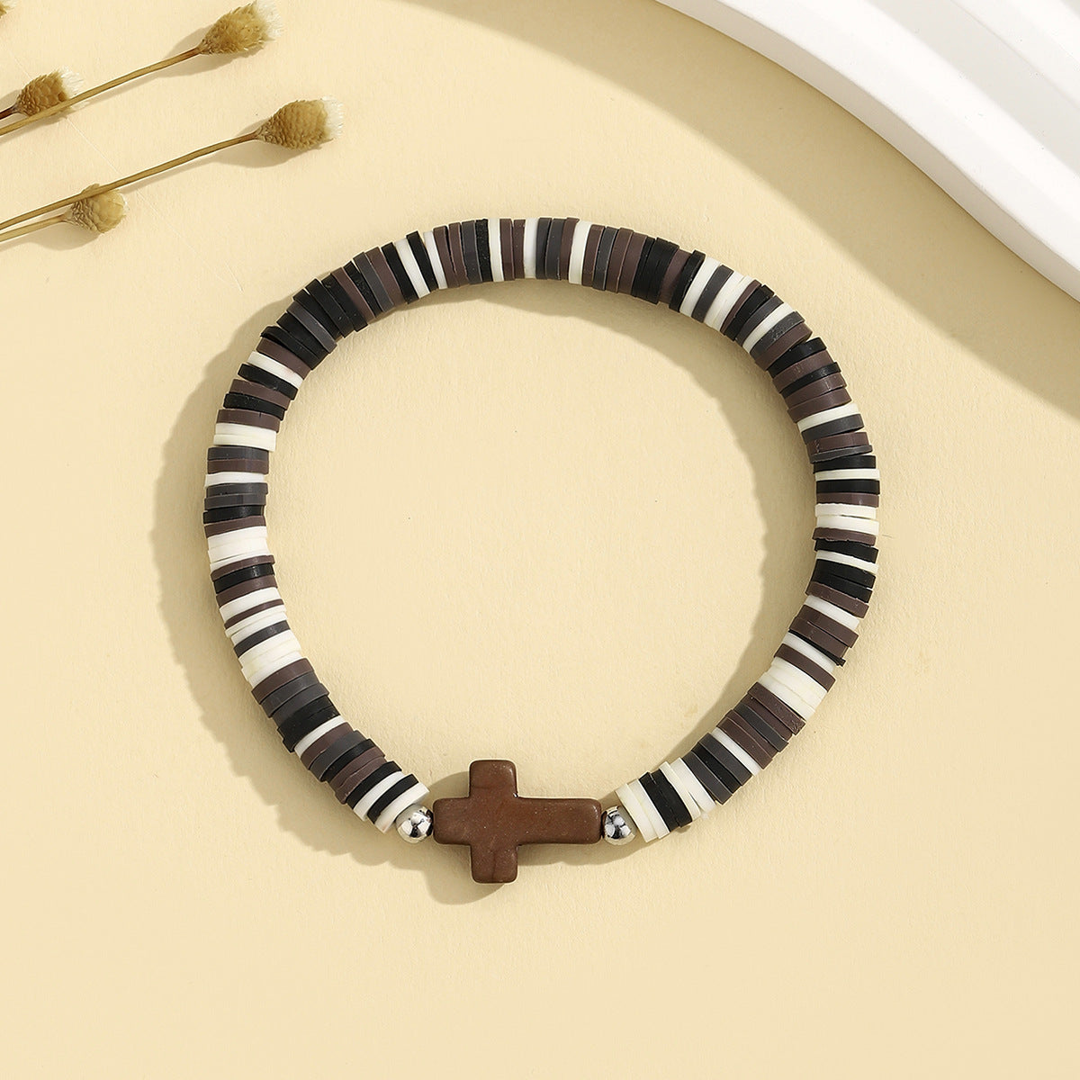 Wholesale Turquoise Cross  Bohemian Colorful Soft Clay Beach Elastic Adjustable Bracelet