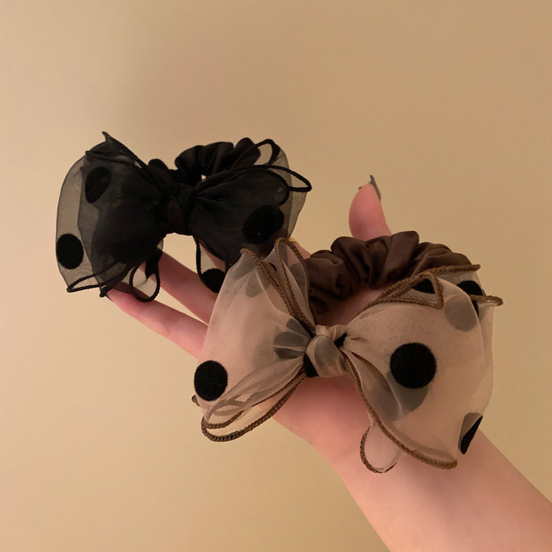 Wholesale New Polka Dot Bowknot Fabric Hair Ties