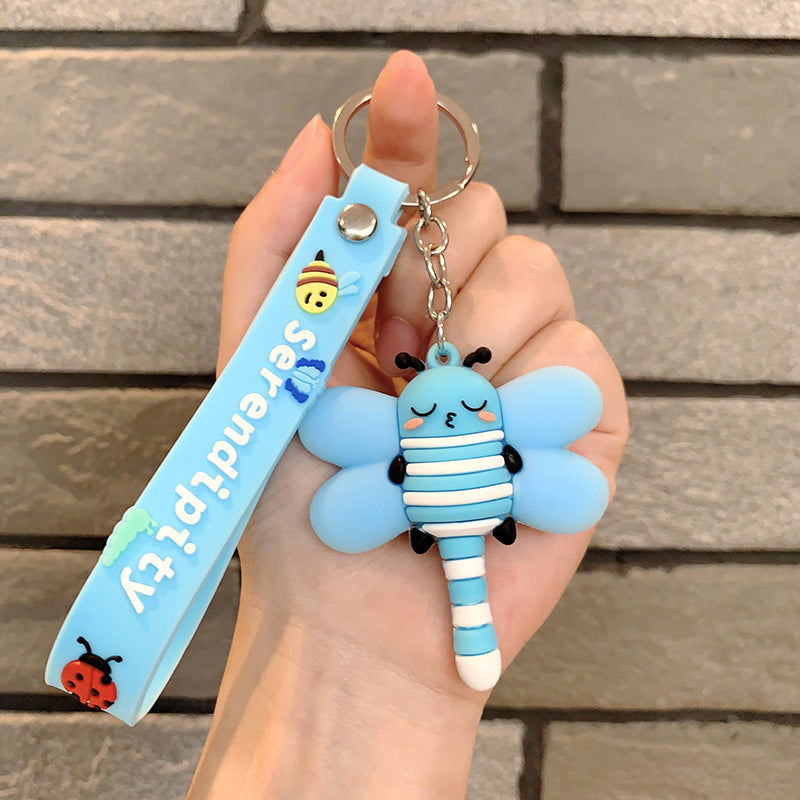 Wholesale Dragonfly Seven-star Ladybug Silicone Insect Keychain