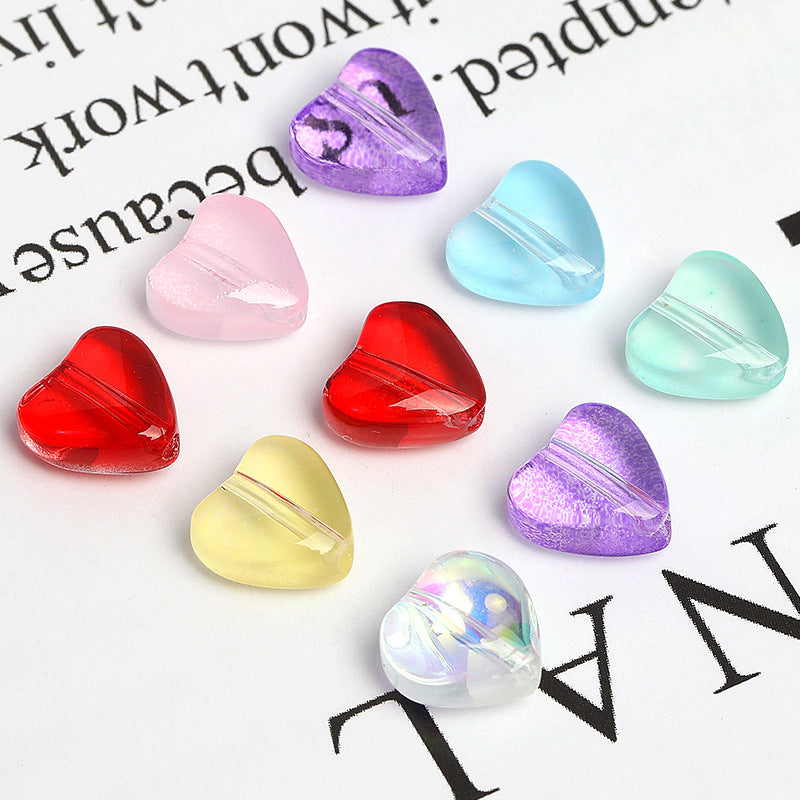 Wholesale 100pcs Heart-shaped Glass 8mm Straight Hole Jelly Colored Peach Heart DIY Beads