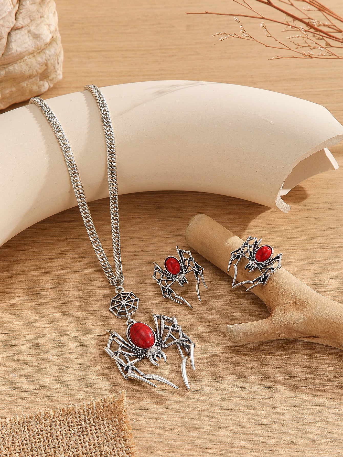 Wholesale Vintage Distressed Zinc Alloy  Pendant Necklace Earring Set Gothic Fashion Jewelry For Men Women