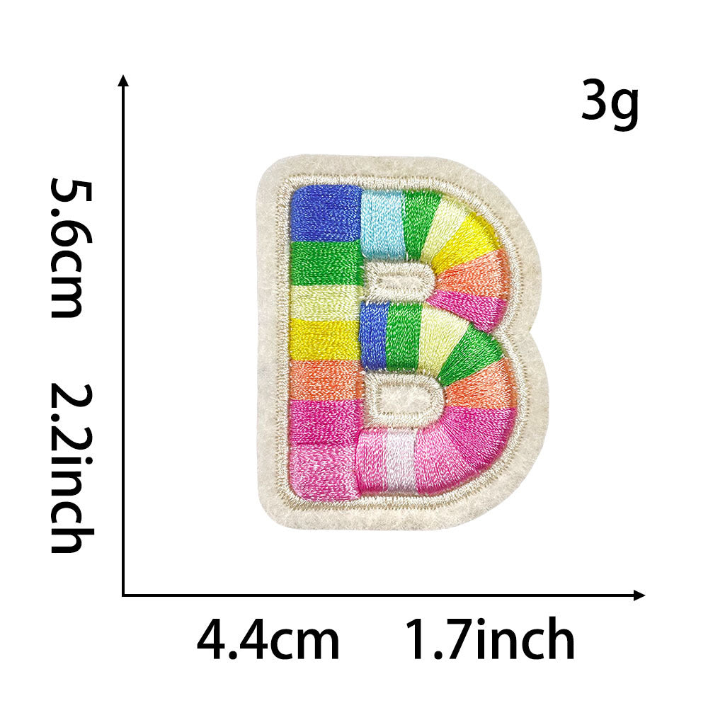 Wholesale Rainbow 3D Embroidered 26 Alphabet Letter Patches Self Adhesive DIY Fashion Accessory For Shoes Hats