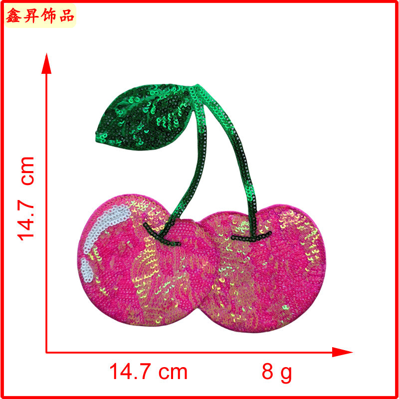 Wholesale personality exquisite cherry cherries beads sequins embroidered patch cloth stickers clothes