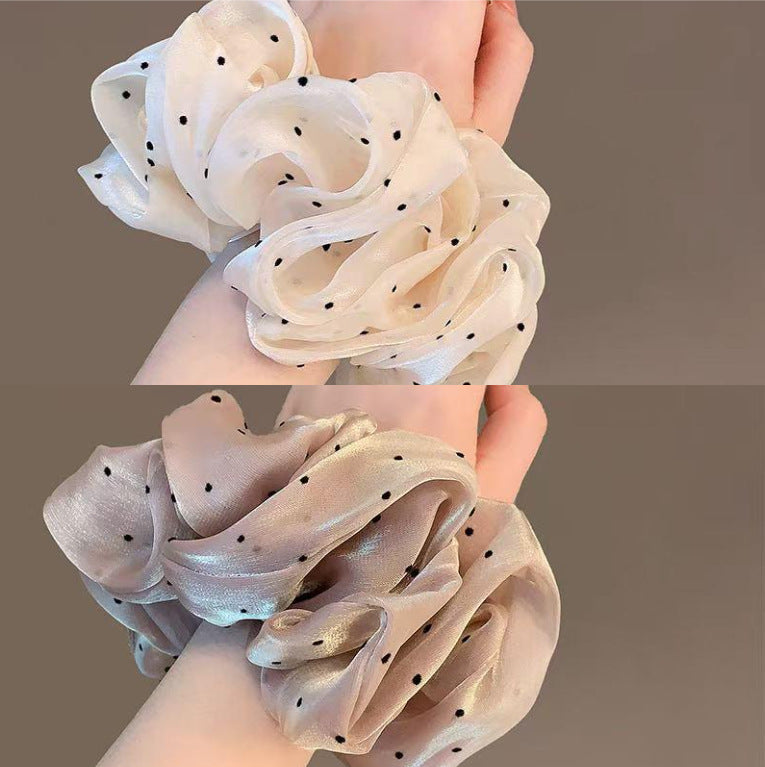 Wholesale Gentle polka dot pearlescent mesh oversized sausage ring
