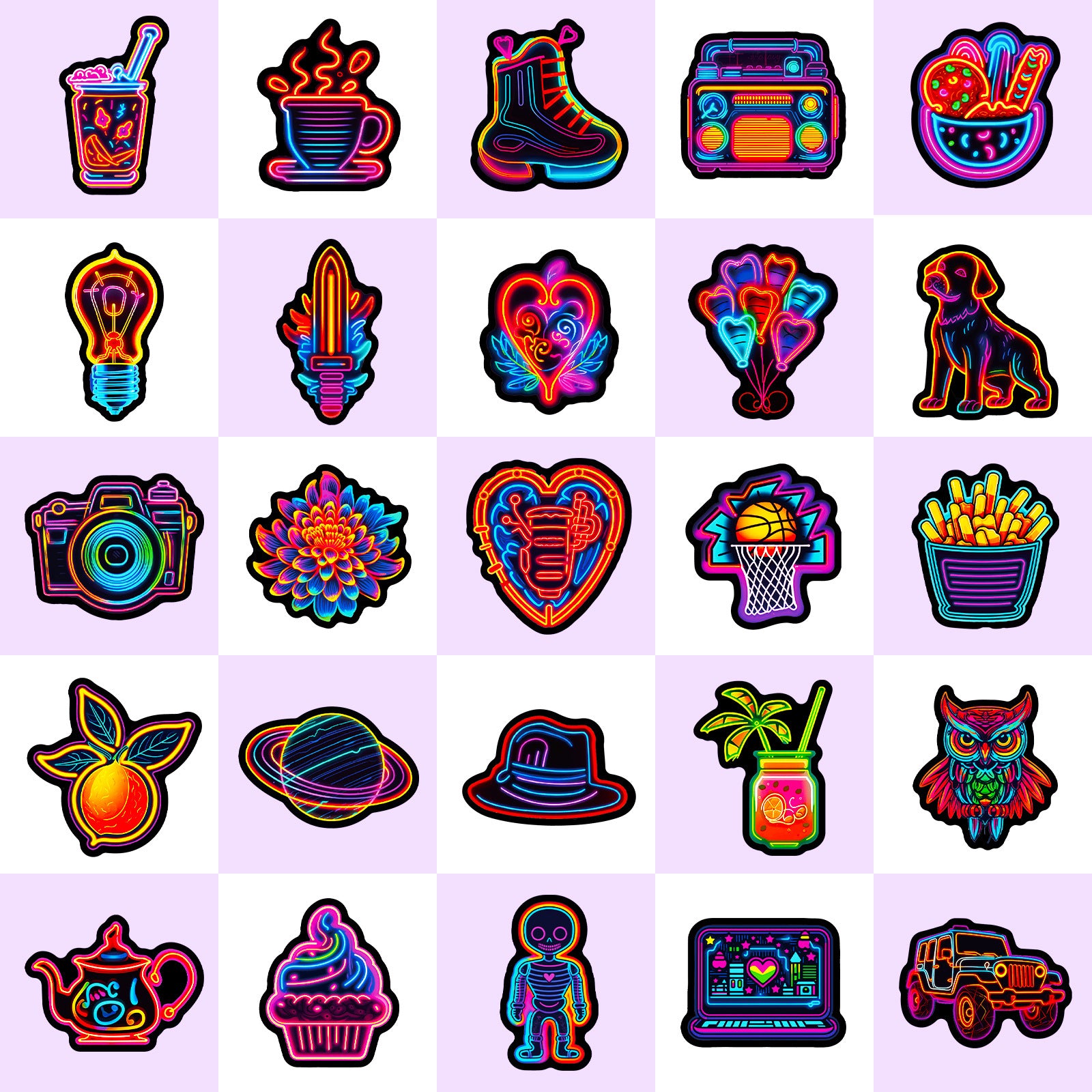 Wholesale 50 Cool Neon Graffiti Stickers