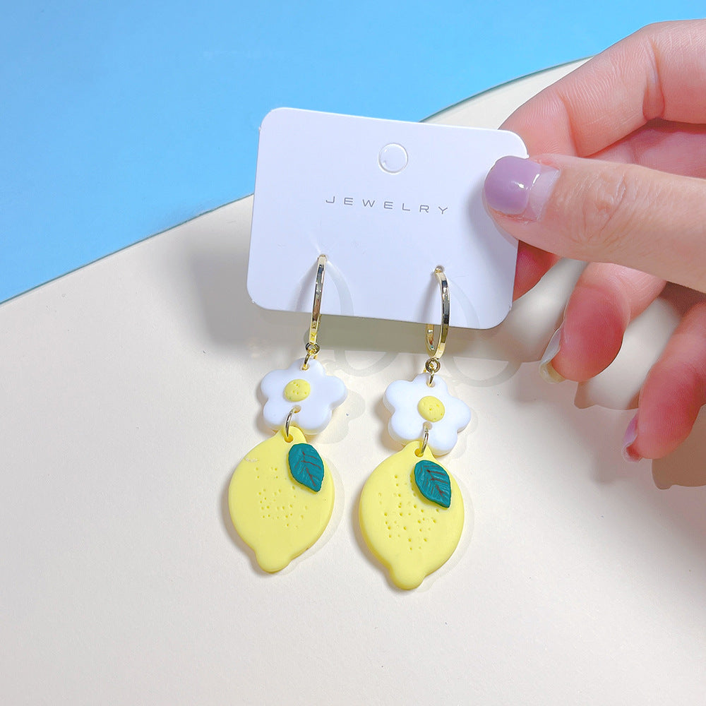 Pendientes de piña de fruta tropical de cerámica suave de verano al por mayor