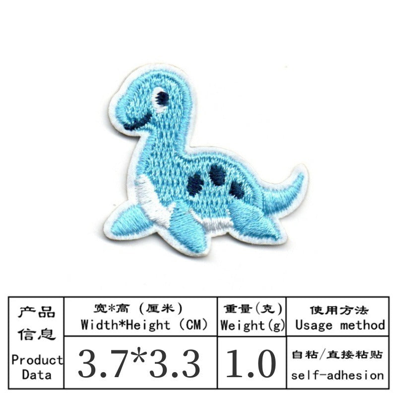 Wholesale Cute Embroidered Iron On Patch Set 9 Cartoon Dinosaur And Animal Badges For Clothing Bags Towels Resale Accessory