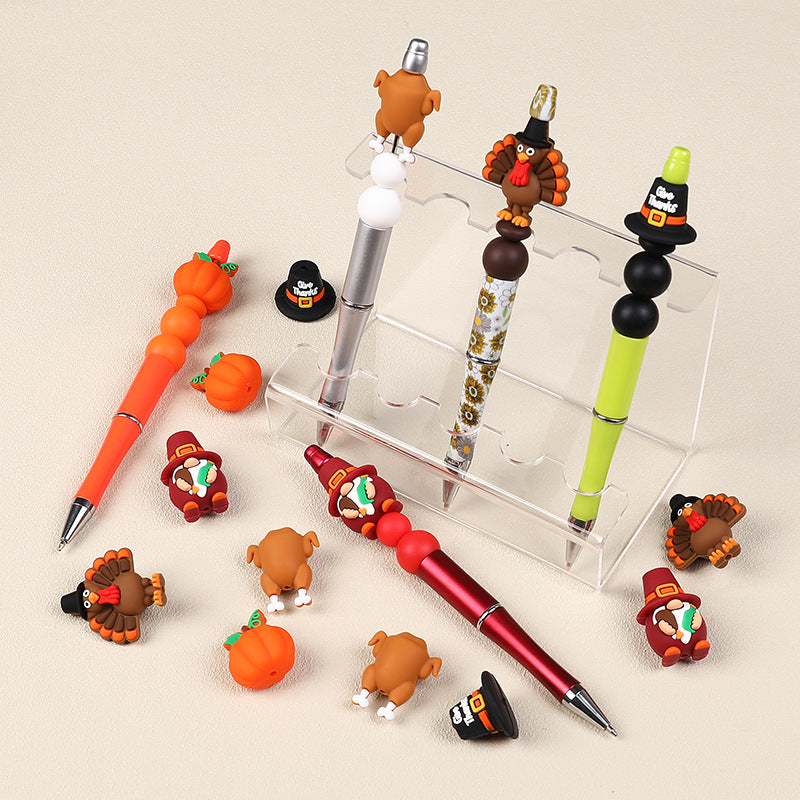 Wholesale 20pcs New Thanksgiving 3D Turkey Silicone Beads