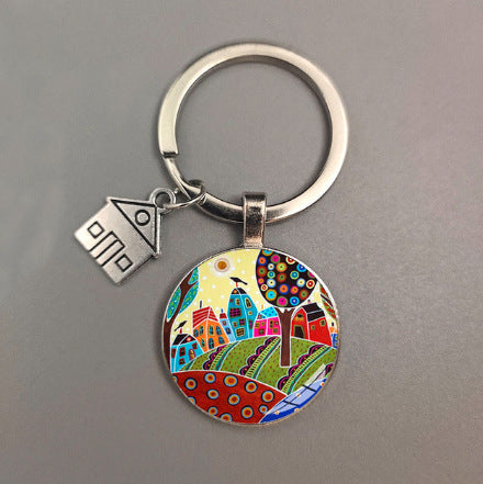 卸売カラフルなハウスメタルキーホルダー