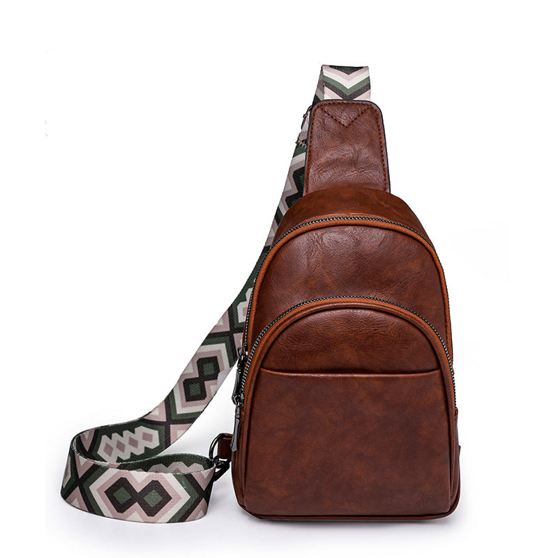 Wholesale PU Autumn and Winter Wide Shoulder Strap Casual Sports Chest Bag